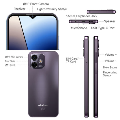 [HK Warehouse] Ulefone Note 16 Pro, 8GB+256GB, Dual Back Cameras, Face ID & Side Fingerprint Identification, 4400mAh Battery, 6.52 inch Android 13 Unisoc T606 Octa Core up to 1.6GHz, Network: 4G, Dual SIM, OTG (Purple) - Ulefone by Ulefone | Online Shopping South Africa | PMC Jewellery