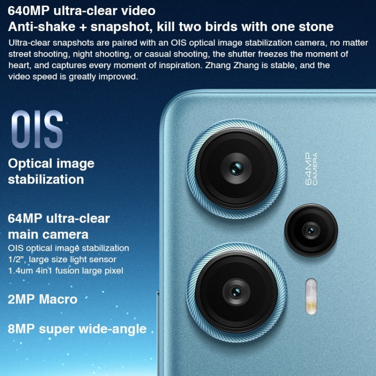 Xiaomi Redmi Note 12 Turbo 5G, 64MP Camera, 12GB+512GB, Triple Back Cameras, 5000mAh Battery, 6.67 inch MIUI 14 Snapdragon 7+ Gen2 Octa Core up to 2.91GHz, Network: 5G, Dual SIM, NFC, IR Control (Blue) - Xiaomi Redmi by Xiaomi | Online Shopping South Africa | PMC Jewellery