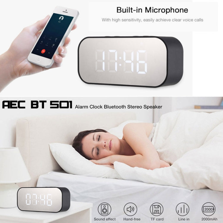 AEC BT501 Bluetooth 5.0 Mini Speaker with LED & Alarm Clock & Clock & Mirror, Support 32G TF Card(Pink) - Mini Speaker by AEC | Online Shopping South Africa | PMC TechLife | Buy Now Pay Later Mobicred
