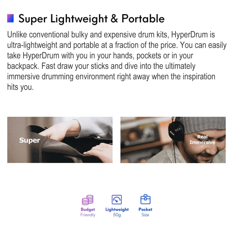 Hyperdrum Somatosensory Virtual Drum Kit Smart Portable Musical Instrument (Black) - free shipping - PMC TechLife - Order now!