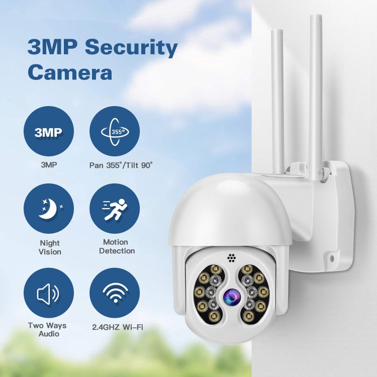 Tuya QX56 3.0 Million Pixels IP66 Waterproof 2.4G Wireless IP Camera, Support Amazon Alexa & Google Home & Motion Detection & Two-way Audio & Full Color Night Vision & TF Card, US Plug - Dome Camera by PMC Jewellery | Online Shopping South Africa | PMC Jewellery