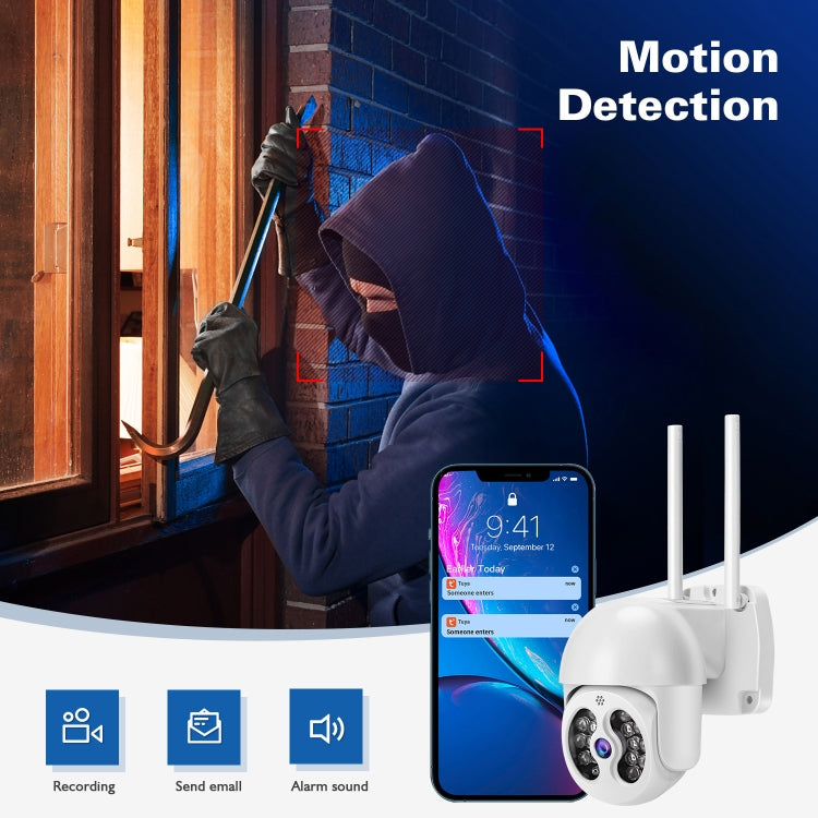 Tuya QX56 3.0 Million Pixels IP66 Waterproof 2.4G Wireless IP Camera, Support Amazon Alexa & Google Home & Motion Detection & Two-way Audio & Full Color Night Vision & TF Card, EU Plug - Dome Camera by PMC Jewellery | Online Shopping South Africa | PMC Jewellery