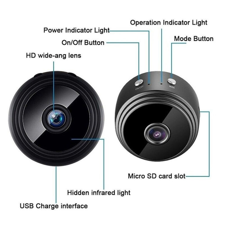 A9+ 1080P WiFi Remote Wireless Camera, Support Night Vision & Motion Detection & TF Card, Broadcom Bluetooth Solution(Black) - Mini Camera by PMC TechLife | Online Shopping South Africa | PMC TechLife | Buy Now Pay Later Mobicred