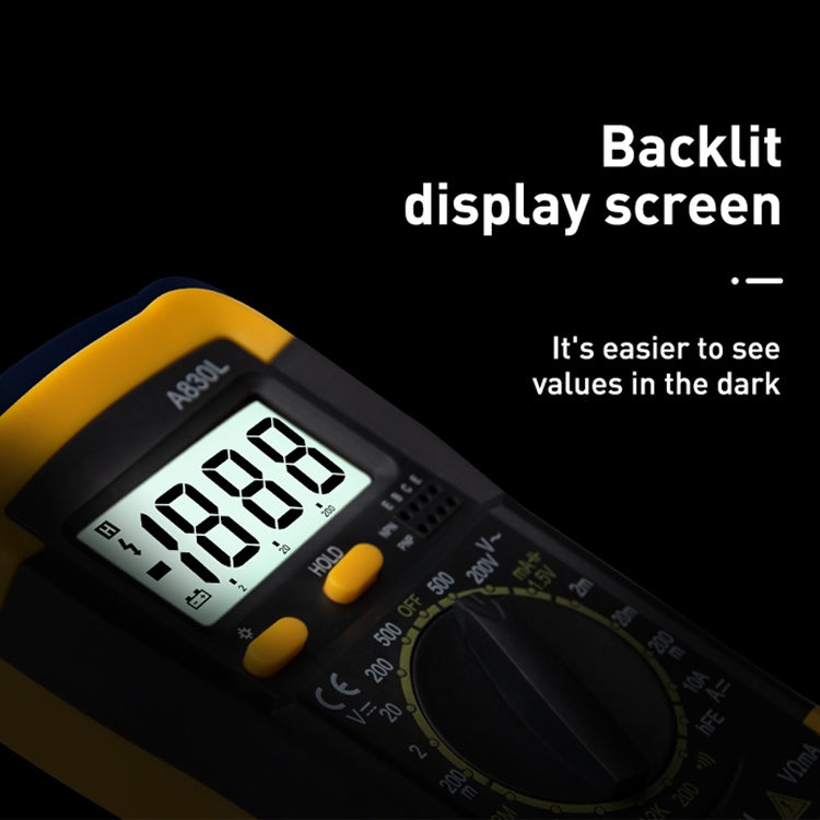 ANENG A830L Handheld Multimeter Household Electrical Instrument (Yellow Grey) - Current & Voltage Tester by ANENG | Online Shopping South Africa | PMC TechLife | Buy Now Pay Later Mobicred