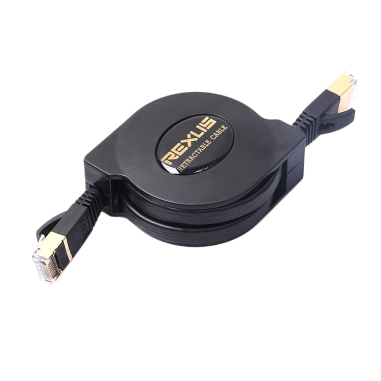 REXLIS 1.5m CAT7 10 Gigabit Retractable Flat Ethernet RJ45 Network LAN Cable(Black) - Lan Cable and Tools by REXLIS | Online Shopping South Africa | PMC TechLife | Buy Now Pay Later Mobicred