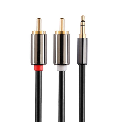 2m Gold Plated 3.5mm Jack to 2 x RCA Male Stereo Audio Cable - RCA Cable by PMC Jewellery | Online Shopping South Africa | PMC Jewellery