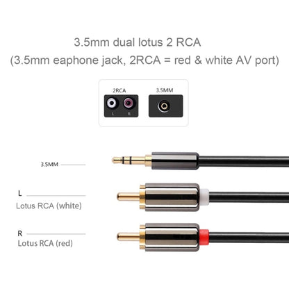5m Gold Plated 3.5mm Jack to 2 x RCA Male Stereo Audio Cable - RCA Cable by PMC Jewellery | Online Shopping South Africa | PMC Jewellery