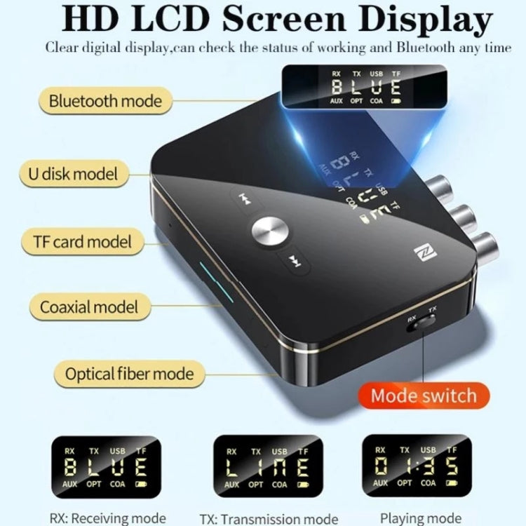 M8 NFC 2 in 1 NFC Optical Coaxial Bluetooth 5.0 Audio Transmitter Receiver with Digital Display - Audio Receiver Transmitter by PMC TechLife | Online Shopping South Africa | PMC TechLife