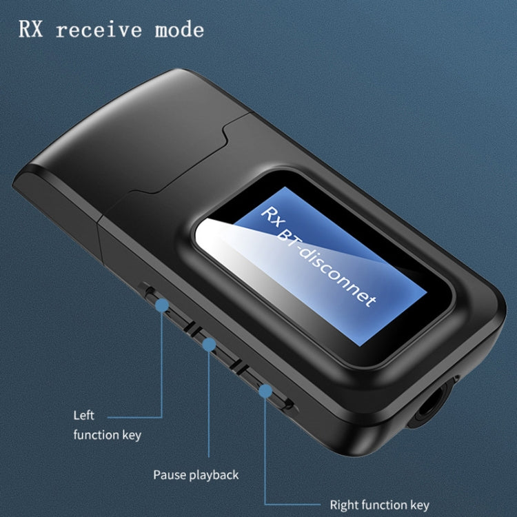 T11B 2 in 1 USB Bluetooth 5.0 Transmitter & Receiver Audio Adapter with LCD Screen(Black) - Audio Receiver Transmitter by PMC TechLife | Online Shopping South Africa | PMC TechLife