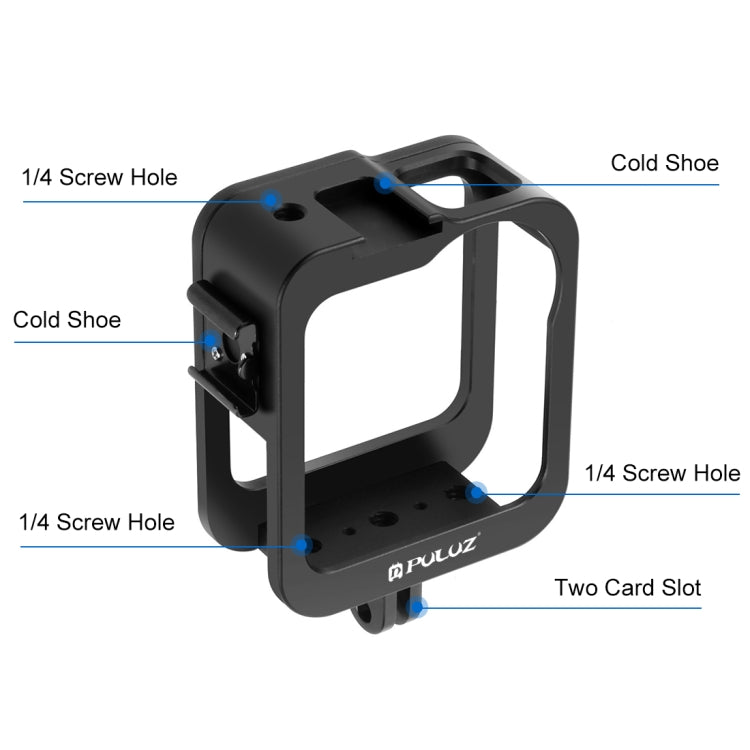 PULUZ Aluminum Alloy Protective Cage Frame with Cold Shoe for GoPro Max (Black) - Metal Cases by PULUZ | Online Shopping South Africa | PMC Jewellery