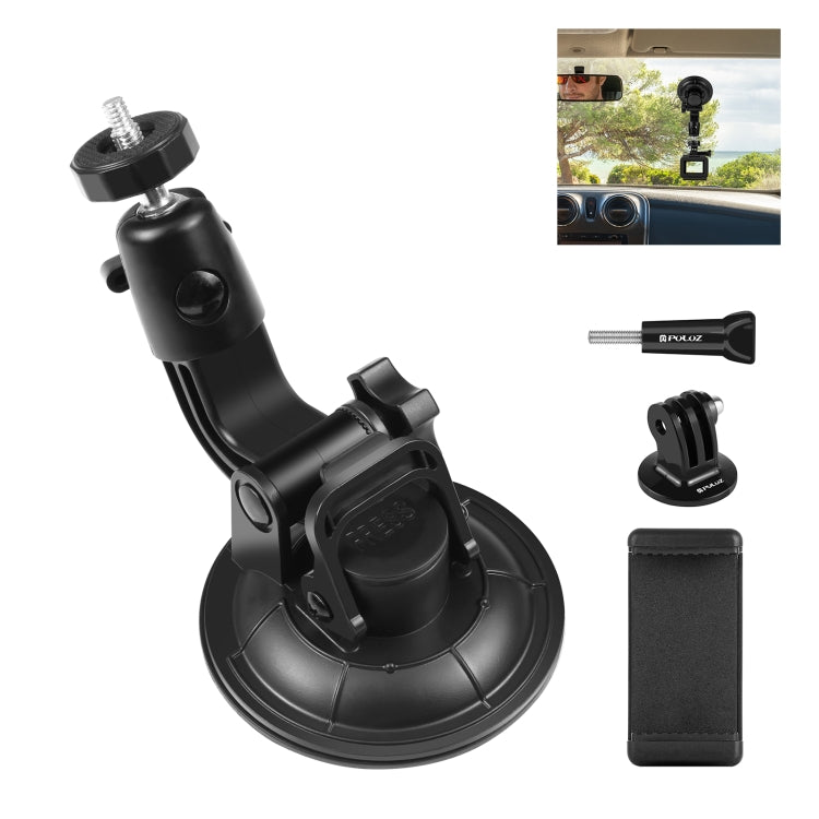 PULUZ Car Suction Cup Mount with Phone Clamp / Screw / Tripod Adapter - Holder by PULUZ | Online Shopping South Africa | PMC TechLife | Buy Now Pay Later Mobicred
