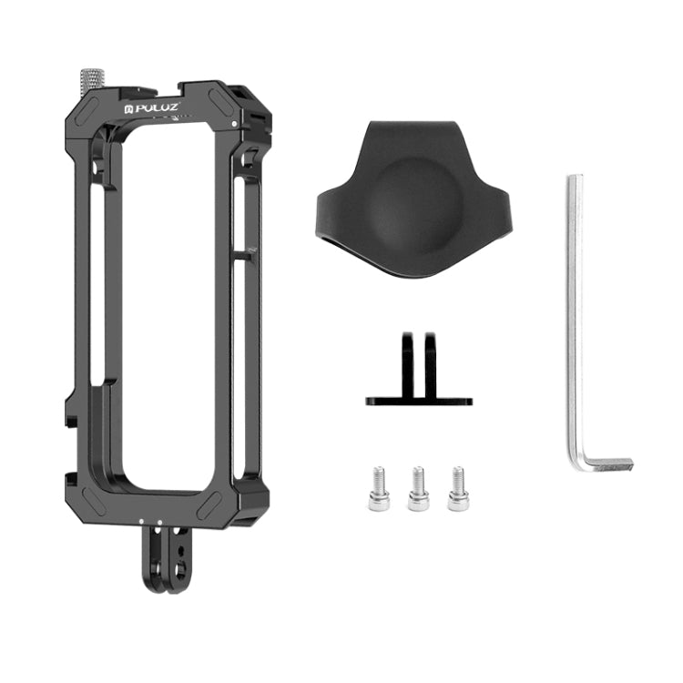 For Insta360 X3 PULUZ Metal Protective Cage Rig Housing Frame with Expand Cold Shoe Base & Tripod Adapter(Black) - Mount & Holder by PULUZ | Online Shopping South Africa | PMC Jewellery