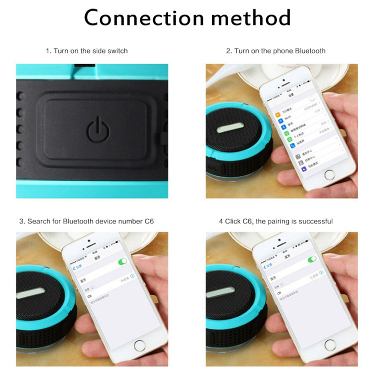 C6 Outdoor Waterproof Bluetooth Speaker with Suction, Support Hands-free Calling(Blue) - Waterproof Speaker by PMC TechLife | Online Shopping South Africa | PMC TechLife