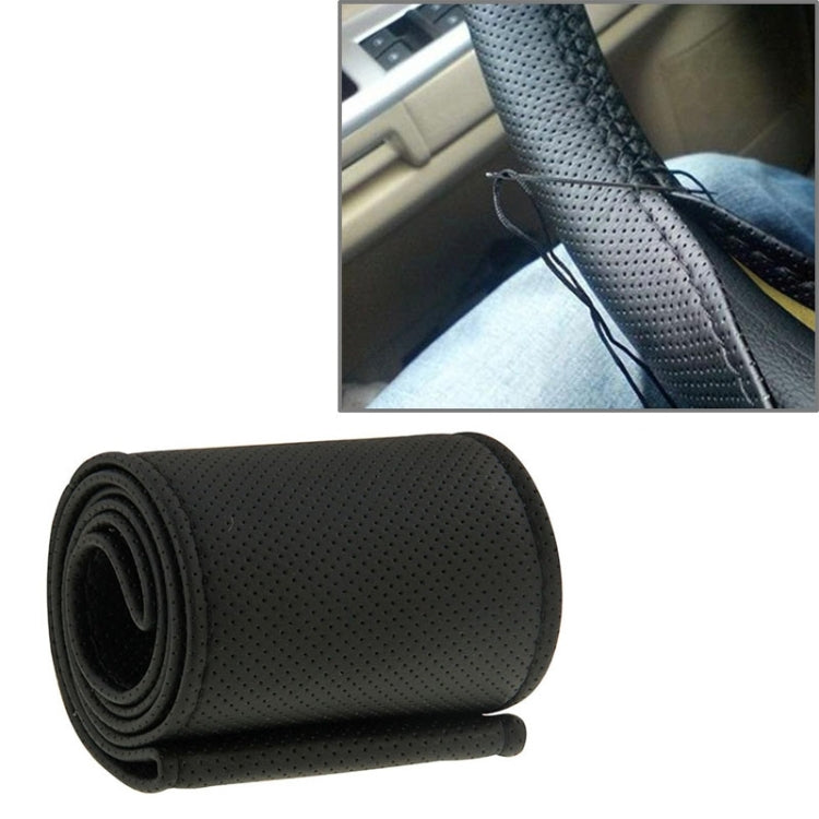 PU Leather Steering Wheel Cover With Needle and Thread, Size: 54x10.5cm (Black) - Steering Wheel Accessories by PMC Jewellery | Online Shopping South Africa | PMC Jewellery | Buy Now Pay Later Mobicred