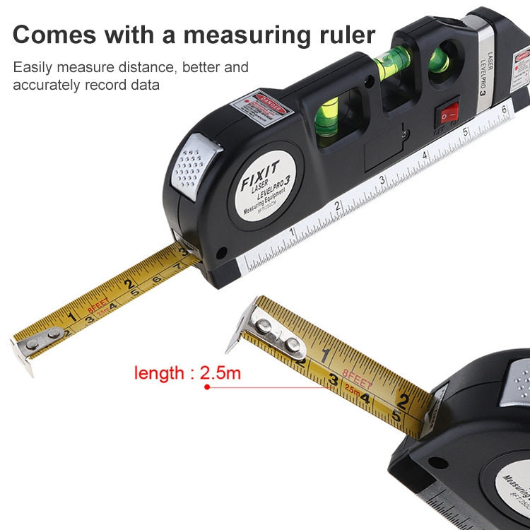 Laser Level with Tape Measure Pro 3 (250cm), LV-03(Black) - Laser Rangefinder by PMC Jewellery | Online Shopping South Africa | PMC Jewellery