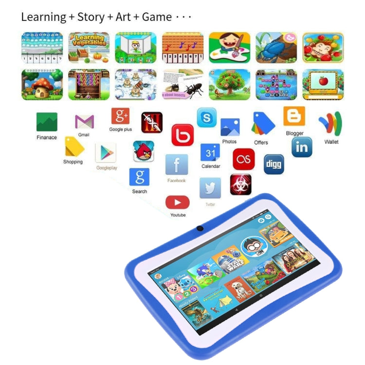 Kids Education Tablet PC, 7.0 inch, 1GB+16GB, Android 4.4.2 Allwinner A33 Quad Core 1.3GHz, WiFi, TF Card up to 32GB, Dual Camera(Blue) -  by PMC Jewellery | Online Shopping South Africa | PMC Jewellery