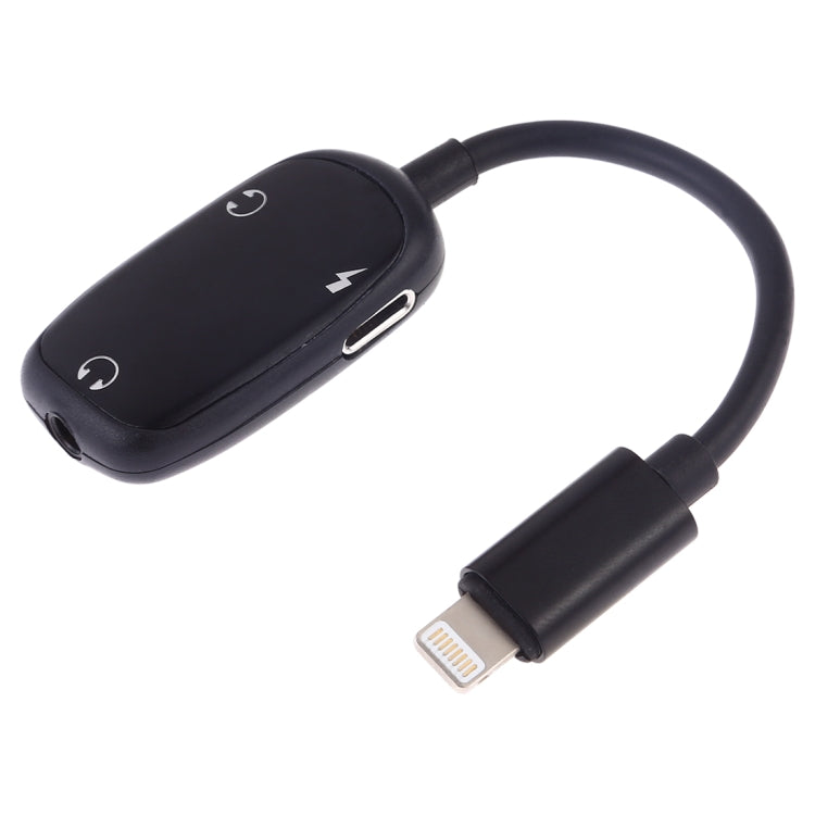 8 Pin to 8 Pin Charging Interface + 8 Pin Earphone Interface + 3.5mm Audio Interface Earphone Adapter(Black) - Earphone Adapter by PMC TechLife | Online Shopping South Africa | PMC TechLife