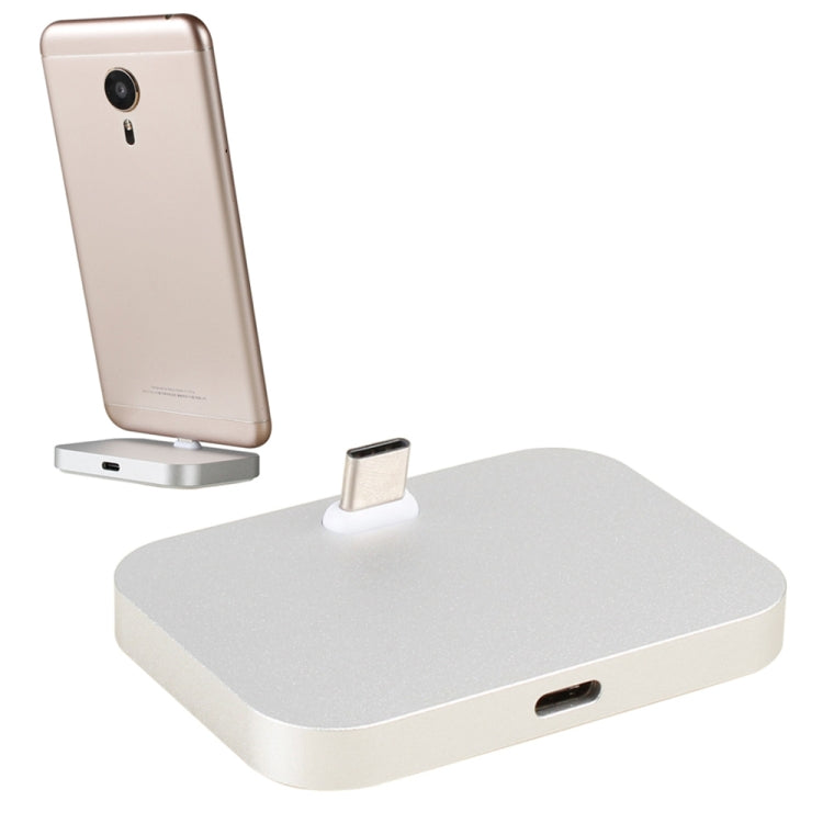 USB-C / Type-C Aluminum Alloy Desktop Station Dock Charger(Silver) - Dock Charger by PMC TechLife | Online Shopping South Africa | PMC TechLife