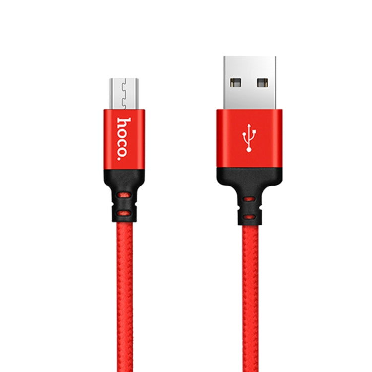 hoco X14 1m Nylon Braided Aluminium Alloy Micro USB to USB Data Sync Charging Cable(Red) - Micro USB Cable by hoco | Online Shopping South Africa | PMC Jewellery