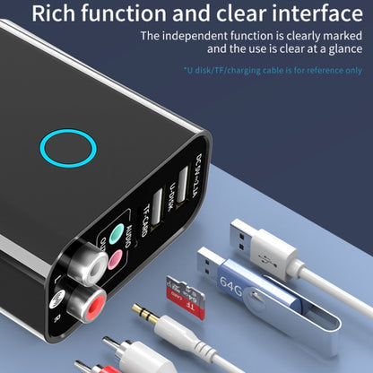 K16 2 in 1 3.5mm AUX + RAC Dual Output Plug-in Bluetooth 5.0 Audio Transmitter Receiver with Remote Control, EU Plug (Black) - Audio Receiver Transmitter by PMC Jewellery | Online Shopping South Africa | PMC Jewellery