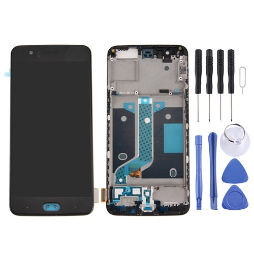 For OnePlus 5  Digitizer Full Assembly with Frame OEM LCD Screen (Black) - free shipping - PMC TechLife - Order now!