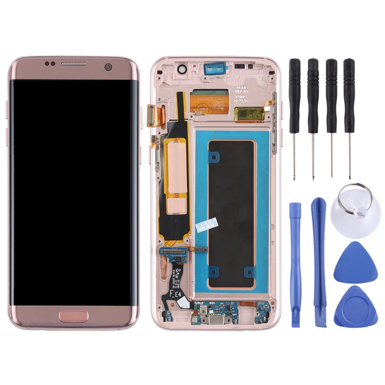 Original Super AMOLED Material LCD Screen and Digitizer Full Assembly(with Frame / Charging Port Flex Cable / Power Button Flex Cable / Volume Button Flex Cable) for Galaxy S7 Edge / G935F / G935FD(Rose Gold) - LCD Screen by PMC Jewellery | Online Shopping South Africa | PMC Jewellery