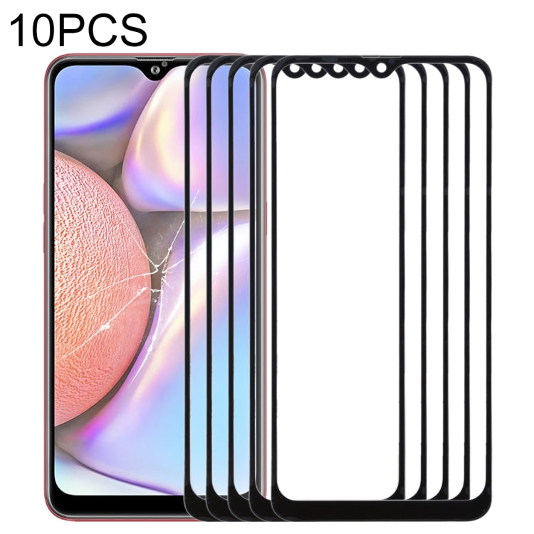 For Samsung Galaxy A10s 10pcs Front Screen Outer Glass Lens (Black) - Outer Glass Lens by PMC Jewellery | Online Shopping South Africa | PMC Jewellery