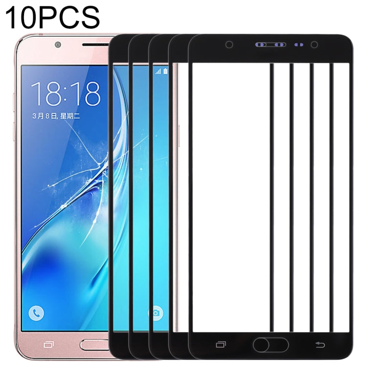 For Samsung Galaxy J7 Max 10pcs Front Screen Outer Glass Lens (Black) - Outer Glass Lens by PMC Jewellery | Online Shopping South Africa | PMC Jewellery