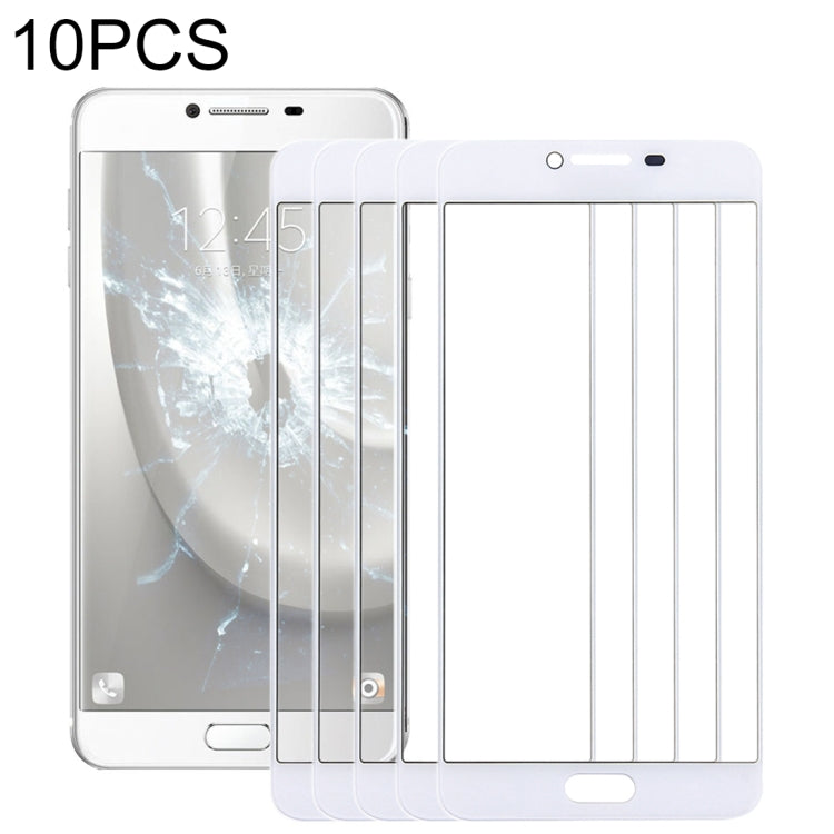 For Samsung Galaxy C5 10pcs Front Screen Outer Glass Lens (White) - Outer Glass Lens by PMC Jewellery | Online Shopping South Africa | PMC Jewellery