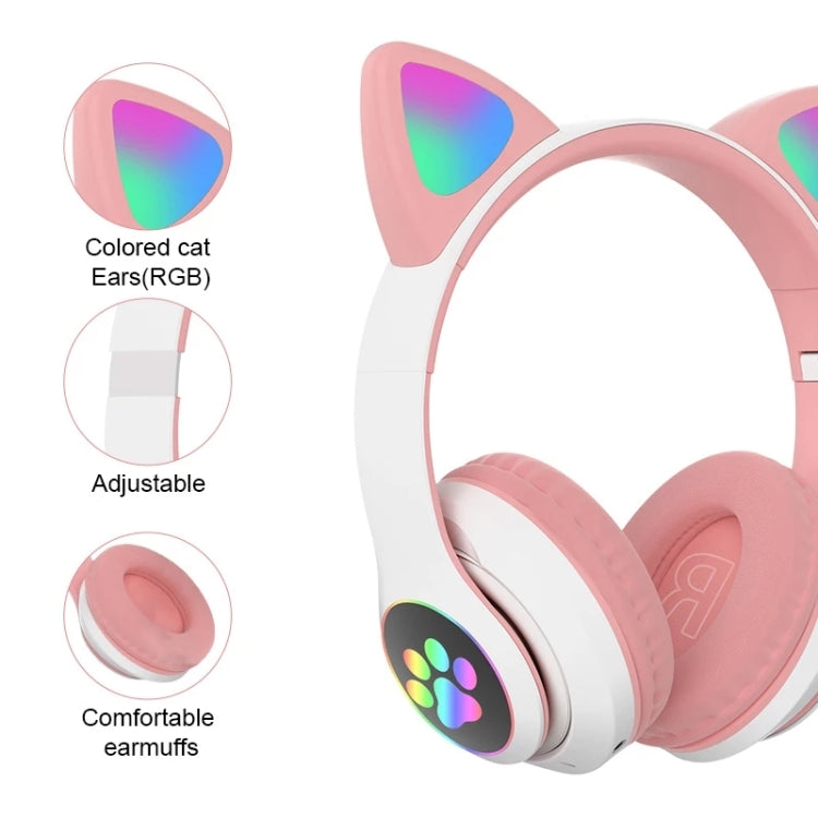 T&G TN-28 3.5mm Bluetooth 5.0 Dual Connection RGB Cat Ear Bass Stereo Noise-cancelling Headphones Support TF Card With Mic(Black) - Headset & Headphone by T&G | Online Shopping South Africa | PMC Jewellery | Buy Now Pay Later Mobicred