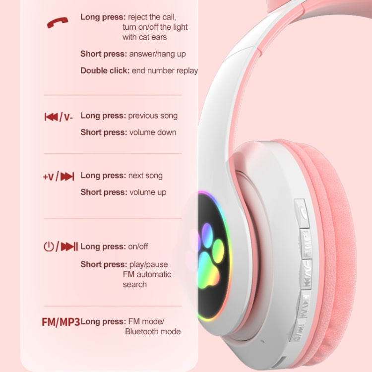 T&G TN-28 3.5mm Bluetooth 5.0 Dual Connection RGB Cat Ear Bass Stereo Noise-cancelling Headphones Support TF Card With Mic(Purple) - Headset & Headphone by T&G | Online Shopping South Africa | PMC Jewellery | Buy Now Pay Later Mobicred