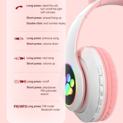 T&G TN-28 3.5mm Bluetooth 5.0 Dual Connection RGB Cat Ear Bass Stereo Noise-cancelling Headphones Support TF Card With Mic(Pink) - Headset & Headphone by T&G | Online Shopping South Africa | PMC Jewellery | Buy Now Pay Later Mobicred