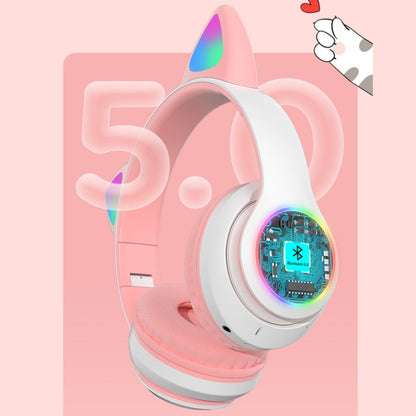 T&G TN-28 3.5mm Bluetooth 5.0 Dual Connection RGB Cat Ear Bass Stereo Noise-cancelling Headphones Support TF Card With Mic(Pink) - Headset & Headphone by T&G | Online Shopping South Africa | PMC Jewellery | Buy Now Pay Later Mobicred