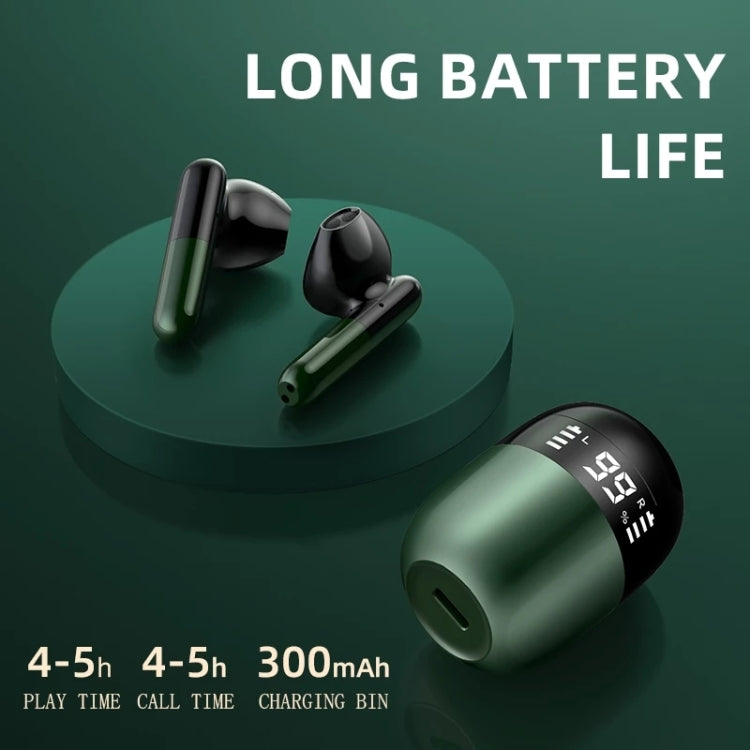 J28 TWS Wireless Bluetooth Earphones LED Digital Display HIFI Music Sport Earphone(Green) - TWS Earphone by PMC Jewellery | Online Shopping South Africa | PMC Jewellery