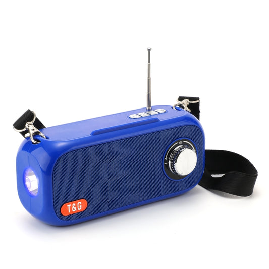 T&G TG613 TWS Solar Portable Bluetooth Speakers with LED Flashlight, Support TF Card / FM / AUX / U Disk(Blue) - Desktop Speaker by T&G | Online Shopping South Africa | PMC Jewellery | Buy Now Pay Later Mobicred