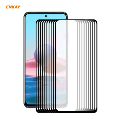 For Redmi Note 10 / Note 10S 10 PCS ENKAY Hat-Prince Full Glue 0.26mm 9H 2.5D Tempered Glass Full Coverage Film -  by ENKAY | Online Shopping South Africa | PMC Jewellery