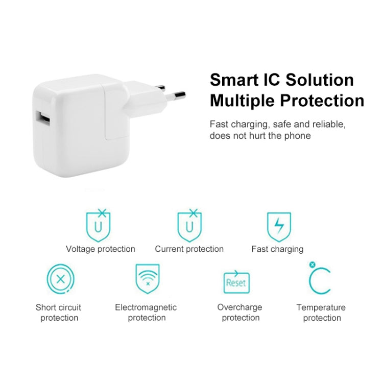 12W USB Charger + USB to 8 Pin Data Cable for iPad / iPhone / iPod Series, EU Plug - USB Charger by PMC Jewellery | Online Shopping South Africa | PMC Jewellery | Buy Now Pay Later Mobicred