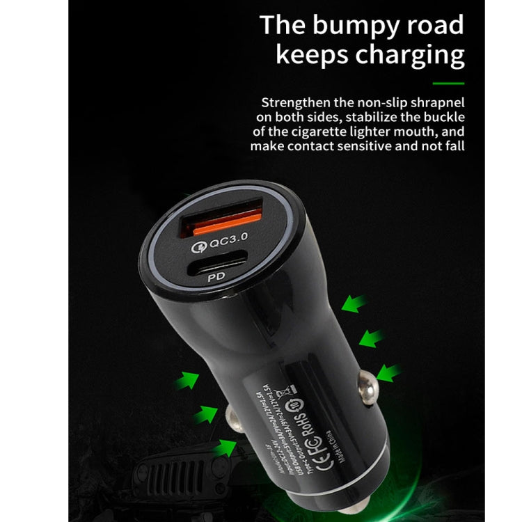 P21 PD 20W USB-C / Type-C + QC3.0 18W USB Fast Car Charger with USB-C / Type-C to USB-C / Type-C Data Cable Set(White) - Car Charger by PMC TechLife | Online Shopping South Africa | PMC TechLife