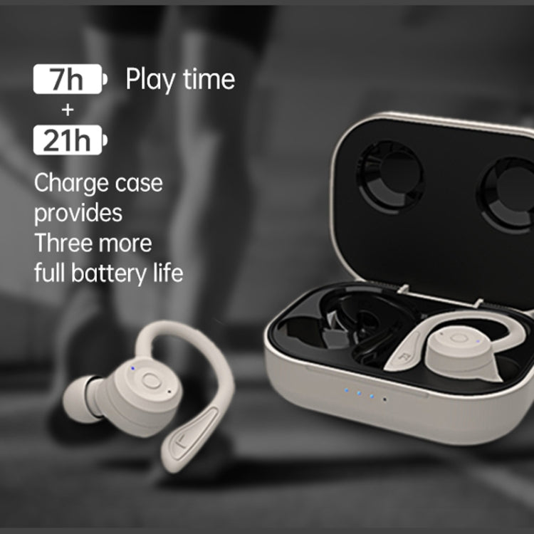 T20 TWS Bluetooth Hooks Wireless Sports Headphones with Charging Box IPX6 Waterproof Noise-cancelling Earphones(Gray) - Bluetooth Earphone by PMC Jewellery | Online Shopping South Africa | PMC Jewellery