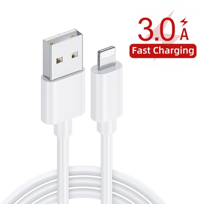 F002C QC3.0 USB + USB 2.0 LED Digital Display Fast Charger with USB to 8 Pin Data Cable, UK Plug(White) - USB Charger by PMC Jewellery | Online Shopping South Africa | PMC Jewellery