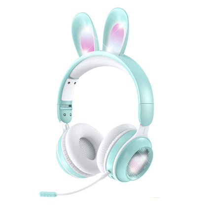 KE-01 Rabbit Ear Wireless Bluetooth 5.0 Stereo Music Foldable Headset with Mic For PC(Mint Green) - Headset & Headphone by PMC Jewellery | Online Shopping South Africa | PMC Jewellery