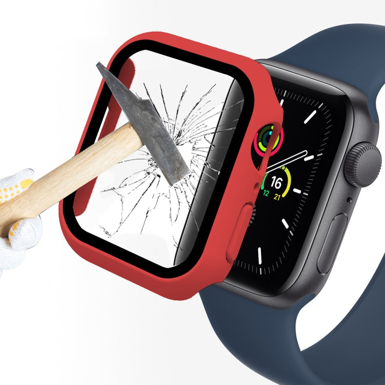 ENKAY Hat-Prince 2 in 1 PC Frame + 9H Tempered Glass Protector Full Coverage Case For Apple Watch Series 8 / 7 41mm(Red) - Watch Cases by ENKAY | Online Shopping South Africa | PMC TechLife | Buy Now Pay Later Mobicred