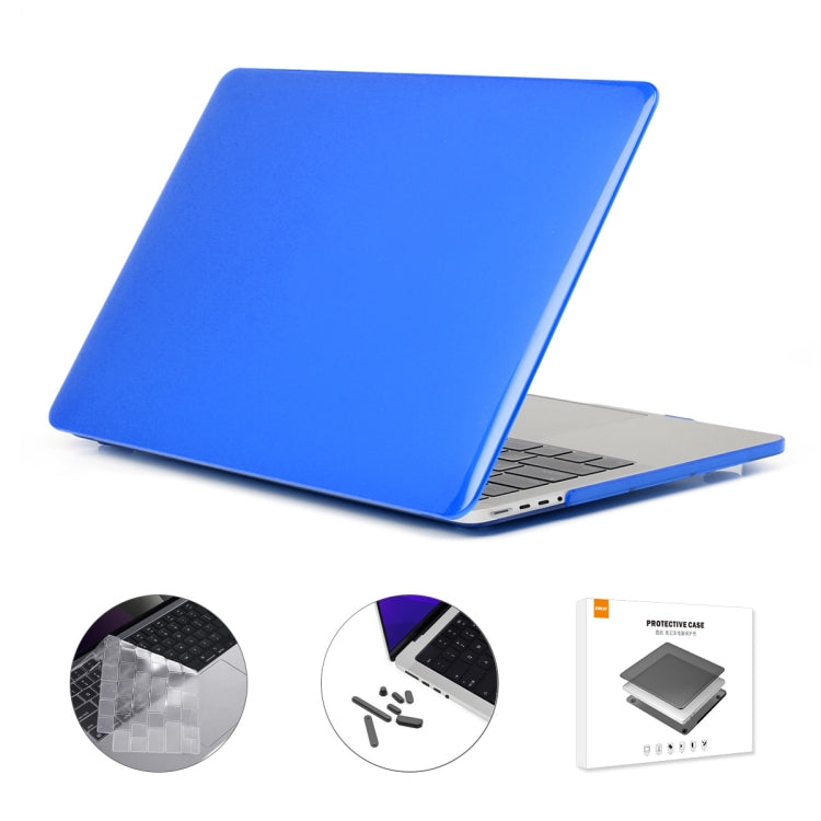 ENKAY Hat-Prince 3 in 1 Crystal Laptop Protective Case + TPU Keyboard Film + Anti-dust Plugs Set for MacBook Pro 16.2 inch A2485 2021/A2880 2023, Version:EU Version(Dark Blue) - MacBook Pro Cases by ENKAY | Online Shopping South Africa | PMC Jewellery | Buy Now Pay Later Mobicred