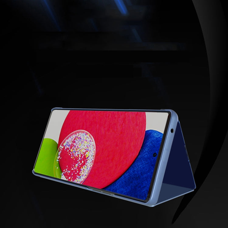For Samsung Galaxy A73 5G Plated Mirror Flip Leather Case with Holder(Blue) - Galaxy Phone Cases by PMC TechLife | Online Shopping South Africa | PMC TechLife | Buy Now Pay Later Mobicred