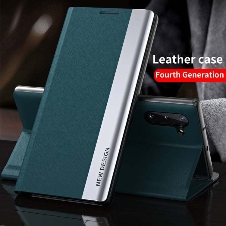 For Samsung Galaxy A33 5G Side Electroplated Magnetic Flip Leather Case with Holder(Green) - Galaxy Phone Cases by PMC TechLife | Online Shopping South Africa | PMC TechLife
