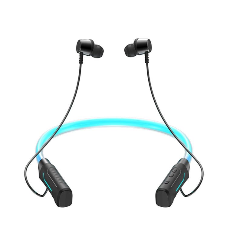 JG4 Flashing LED Neck-mounted Stereo Bluetooth Wireless Earphone(Black) - Neck-mounted Earphone by PMC TechLife | Online Shopping South Africa | PMC TechLife