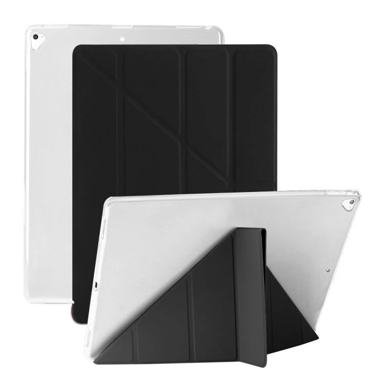 Multi-folding TPU Back Flip Leather Smart Tablet Case for iPad Pro 12.9 inch 2015 / 2017(Black) - iPad Pro 12.9 inch Cases by PMC Jewellery | Online Shopping South Africa | PMC Jewellery