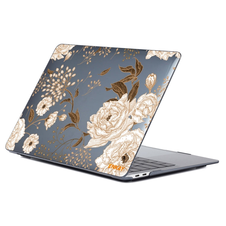 ENKAY Vintage Pattern Series Laotop Protective Crystal Case For MacBook Pro 13.3 inch A1706 / A1708 / A1989 / A2159(Golden Peony) - MacBook Pro Cases by ENKAY | Online Shopping South Africa | PMC Jewellery