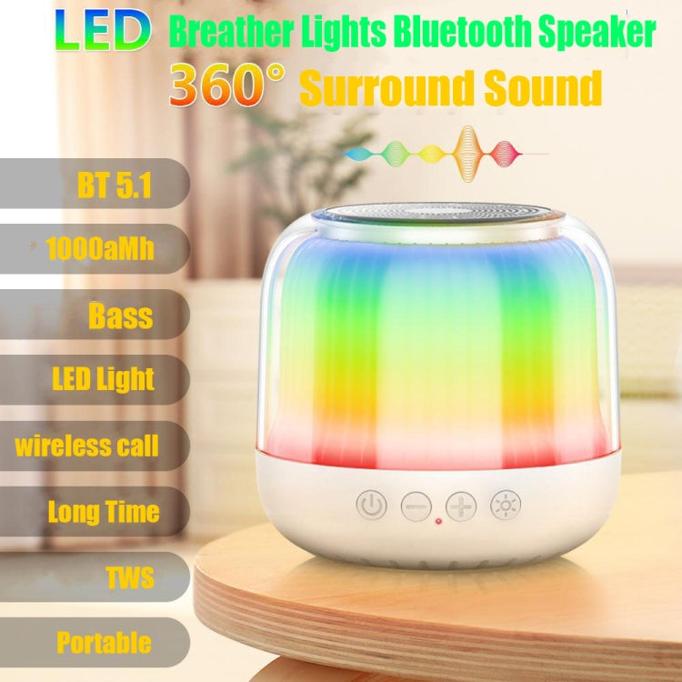 JY12 Full-screen RGB LED Breather Light Wireless Bluetooth Speaker(White) - Mini Speaker by PMC Jewellery | Online Shopping South Africa | PMC Jewellery