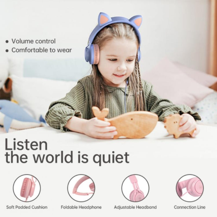 EP08 Cute Cat Ear Child Music Stereo Wired Headset with Mic(Pink) - Headset & Headphone by PMC Jewellery | Online Shopping South Africa | PMC Jewellery